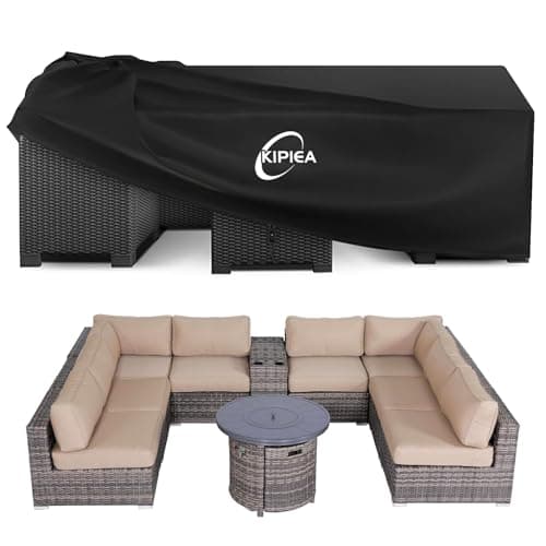 Kipiea 600D Patio Furniture Covers Waterproof Winter, Outdoor Furniture Set Covers for Table Chairs, Heavy-Duty Outdoor Sofa Covers with Anti UV and No Tears, No Fading (138" L x 103" W x 36" H