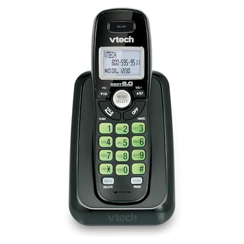 Vtech Dect 6.0 Single Handset Cordless Phone with Caller ID, Green Backlit Keypad and Display (CS6114-11)