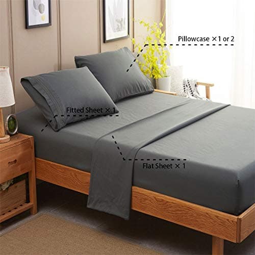 SONORO KATE Bed Sheet Set Super Soft Microfiber 1800 Series Luxury Egyptian Sheets 16-Inch Deep Pocket Wrinkle and Hypoallergenic-4 Piece(Queen Dark Grey)