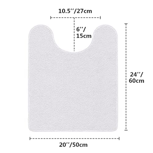 VANZAVANZU Toilet Contour Rug 20"x24" U-Shaped, Ultra Soft & Non Slip Absorbent Fluffy Thick Microfiber Machine Washable, Component of The Bathroom Floor Mats Set with Waterproof Backing (White)