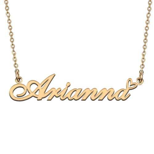 HUAN XUN Arianna Name Necklace Personalized for Women Stainless Steel Pendant Jewelry Gift for Mother Day Birthday Christmas