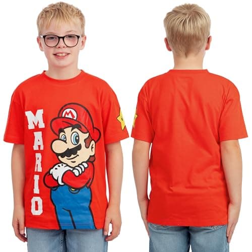 Super Mario Boys T-Shirt 3 Pack, Short Sleeve Mario, Luigi and Yoshi Summer Tops, Cotton Clothes for Boys 10