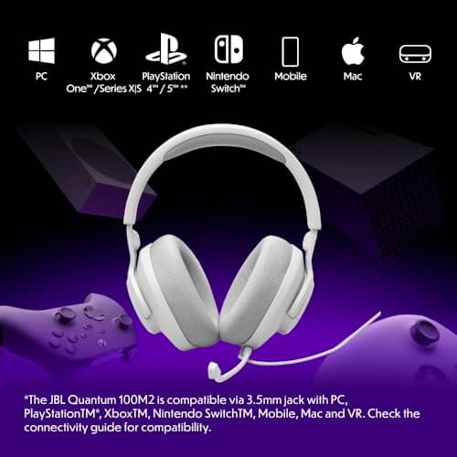 JBL Quantum 100M2 Wired Gaming Headset, Detachable Mic