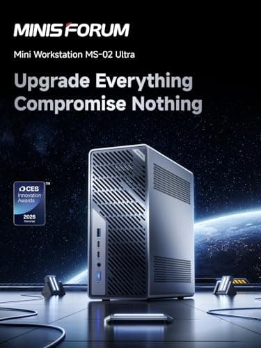 MINISFORUM MS-02 Ultra Mini Workstation PC, Intel Core Ultra 9 285HX (24C/24T, up to 5.5GHz), PCIe 5.0 x16, 4× DDR5 Slots, 4× M.2 Slots, USB4 v2 80Gbps, Dual 25GbE+10GbE+2.5GbE, Wi-Fi 7, 350W PSU