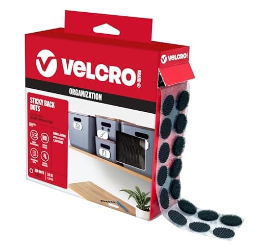 VELCRO Brand Dots with Adhesive Black | 200 Pk | 3/4" Circles | Sticky Back Round Hook and Loop Closures for Organizing, Arts and Crafts, School Projects