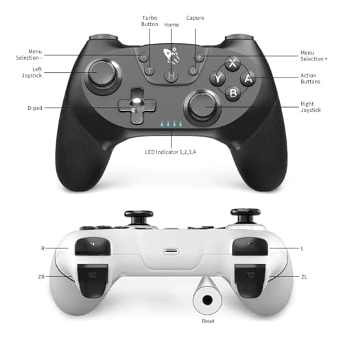 AceGamer Wireless Pro Controller for Nintendo Switch/Lite/OLED/Switch 2/PC, 2 pack, Hall Effect Joystick for Switch 2 Pro Controller with Wake-Up/Dual Vibration/Turbo/Ergonomic ! (Black&White)