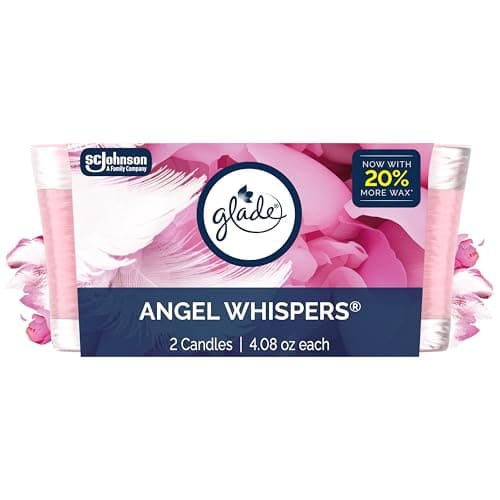 Glade 1-Wick Scented Candle Jar, Angel Whispers, Air Freshener Infused with Essential Oils, 4.08 Oz, 2 Count