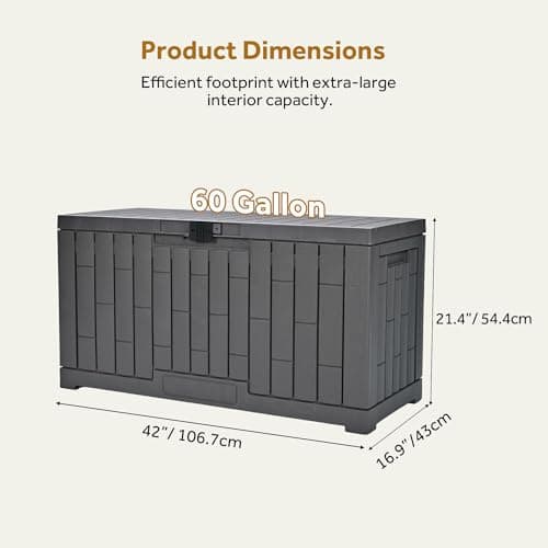 Yardlab Outdoor Deck Box Container, 60 Gallon
