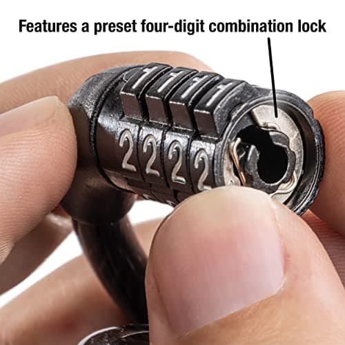 Master Lock Bike Lock Cable with Combination 4ft Black Bicycle Lock with Vinyl Coating 8143D