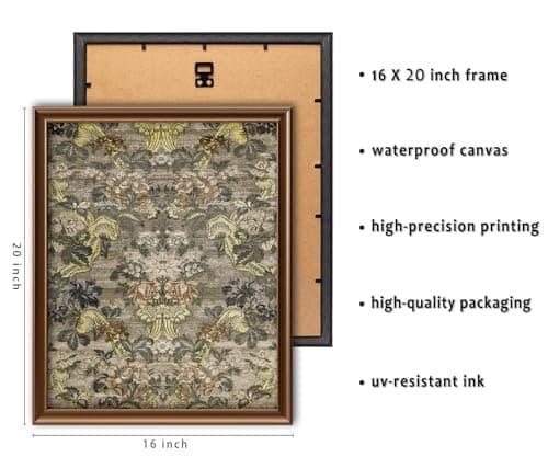 16 PCS Framed Vintage Canvas Wall Art Decor, Farmhouse Wall Prints for Bedroom Bathroom Office, Rustic Posters for Living Room Aesthetic, Nature Painting Artwork