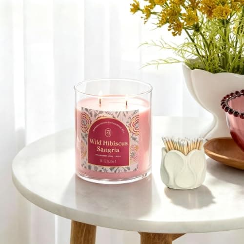 Concrete Match Holder with Striker & Extra Striker Pad,Beautiful Petal Shape Match in Jar for Cute/Fancy/Long Candle Matches,Parlor Cute Match Jar for Home Decor Gift, No Matches (Geometry)