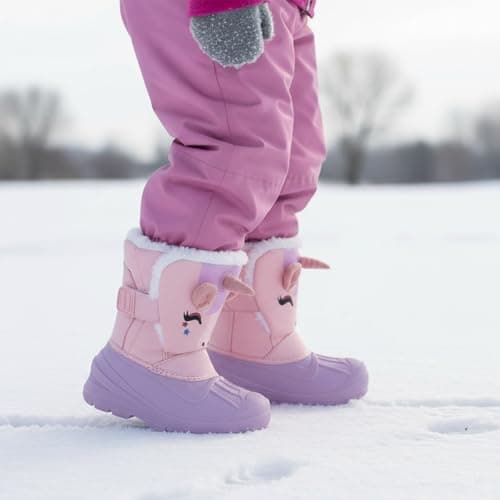 MORENDL Kids' Snow Boots Insulated Waterproof Fur Lined Warm Anti-Slip Winter Shoes for Boys and Girls Outdoor Walking(Toddler/Little Kid)