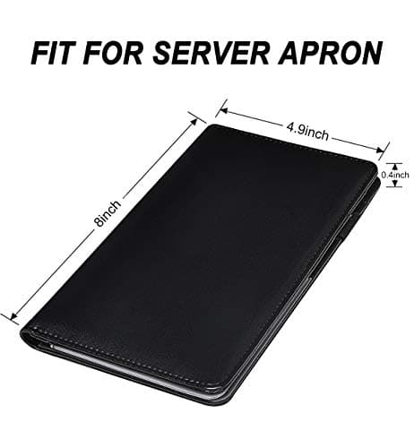 HerriaT Server Books for Waitress - Leather Waiter Book Server Wallet with Zipper Pocket, Cute Waitress Book&Waitstaff Organizer with Money Pocket Fit Server Apron(Classic Black)