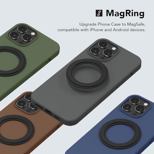 SleekStrip Mag Ring MagSafe Magnetic Ring Adapter for iPhone Android Kindle Strong Adhesive MagSafe Sticker for Phone Case Back of Phone Magnetic Converter Kit Accessory