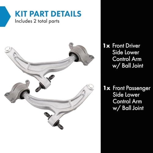 TRQ Front Left and Right Lower Control Arm with Ball Joint Set 2 Piece Compatible with 2017-2024 Chrysler Pacifica 2020-2025 Chrysler Voyager