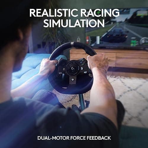 Logitech G920 Driving Force Racing Wheel and Floor Pedals, Real Force Feedback, Stainless Steel Paddle Shifters, Leather Steering Wheel Cover for Xbox Series X|S, Xbox One, PC, Mac - Black