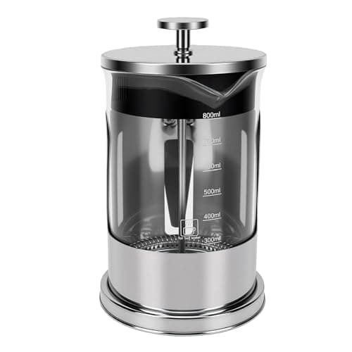 Asixxsix French Press Coffee Maker, 34 Oz 800ml High Borosilicate Glass Heat to Press, Cold Brew Maker with 80 Mesh Stainless Steel Filter for Home Travel (Woven 800ml)