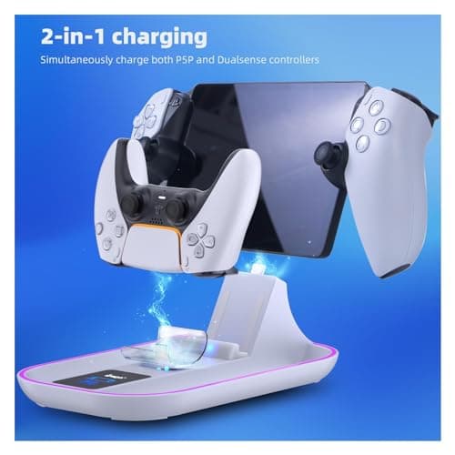 PlayStation Portal Charger Dock, PS5 Controller Station with 14 RGB Modes
