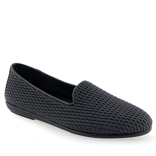 Aerosoles Women's Betunia Loafer, Black Mini Diamond Quilted PU, 6.5 Wide