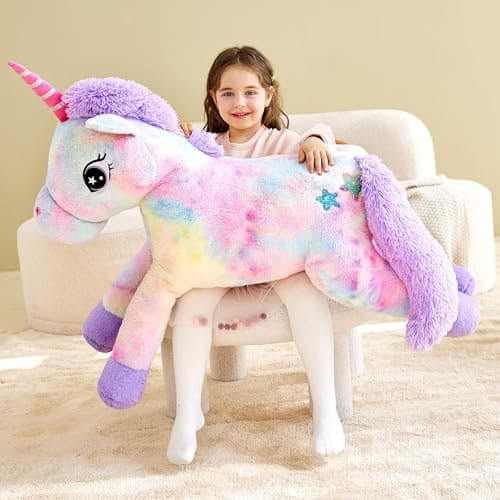IKASA Giant Unicorn Stuffed Animal Plush Toy,Large Cute Jumbo Soft Toys,Huge Big Size Plushy Fluffy Fat Oversized Plushie,Gifts for Kids Girls Boys Girlfriend (43 inches, Multicolored)