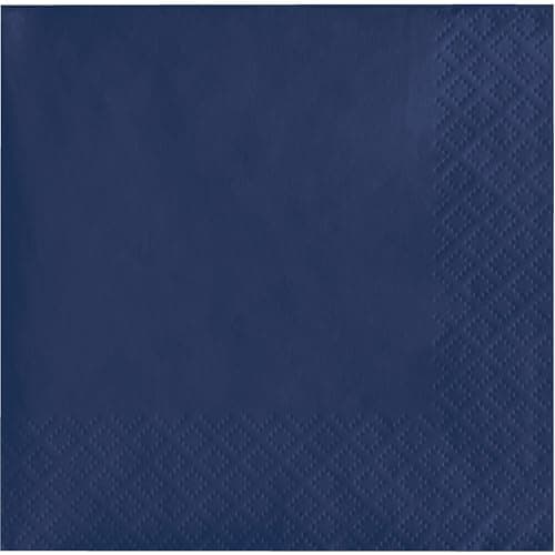 Creative Converting Touch of Color 200 Count 2-Ply Paper Beverage Napkins, Navy Blue, 5" x 5" - 251137