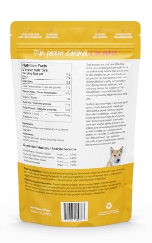 Just Natural Paws Puppy Training Treats 2 Pack - Peanut Butter & Banana Dog Treats, Crunchy Biscuits, All Natural, Human Grade, Vegetarian, Low Calorie, Made in Canada, 2 x 100 g
