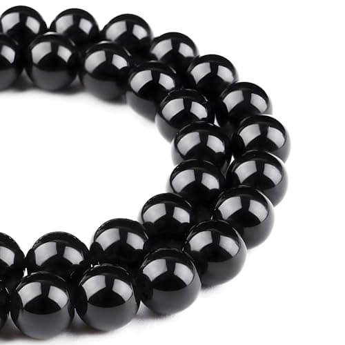 HAAMIIQII 30pcs 12mm Natural Black Onyx Stone Beads Round Loose Gemstone Beads for Jewelry Making Strand 15 Inch