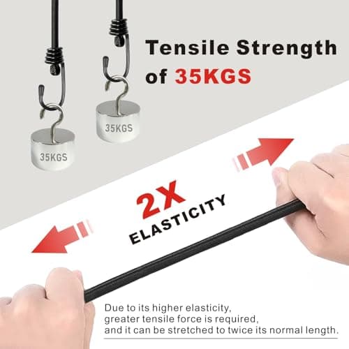 BEXSLE Bungee Cords with Hooks, Heavy Duty Outdoor Elastic Bungee Straps,No Odour Industrial Grade Bungee Rope for Securing Tarps, Luggage, Tents, Bikes or Garden Tidying 24inch 4Pcs (Black)