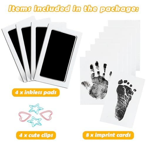 4-Pack Baby Inkless Hand and Footprint Kit Paw Nose Print Kit for Dogs Cats Pets Clean Touch Ink Pad for Baby Pets Newborn Keepsake Mess-Free Ink Pad