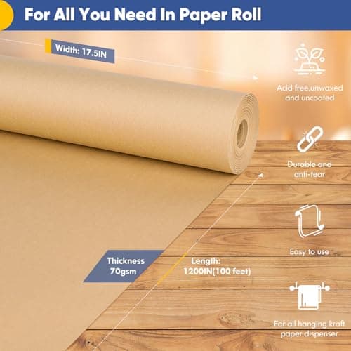 Vanhench Brown Wrapping Paper Roll 17.5"x 1200"(100')