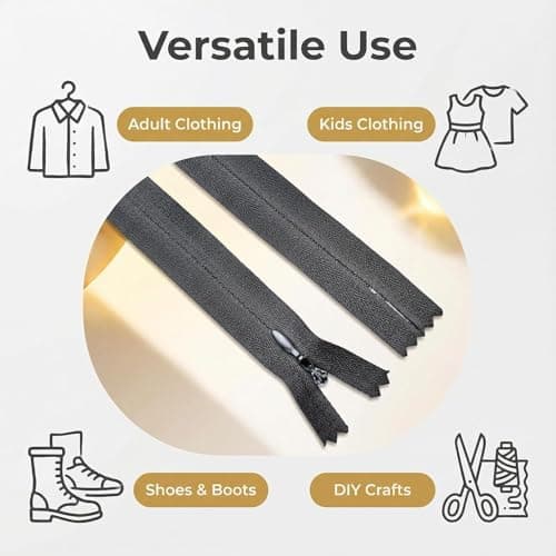 Sawoake Invisible Zippers 7 Inch #3, Black Nylon Coil Zippers 2-Pack for Sewing, Skirts, Pockets, Pillows (Black, 7", 2PCS)