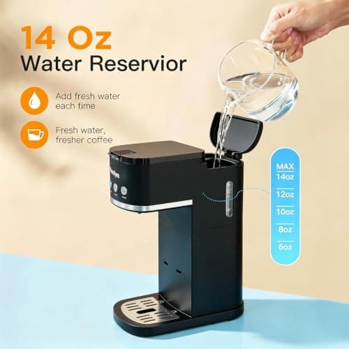 Jesslyn Single Serve Hot and Iced Coffee Maker, Compatible with Multiple Coffee Pods & Ground, Fits Tall Mugs, Over Ice & Strong Brew Function, for Home Office Travel RV Dorm, Classic GREY