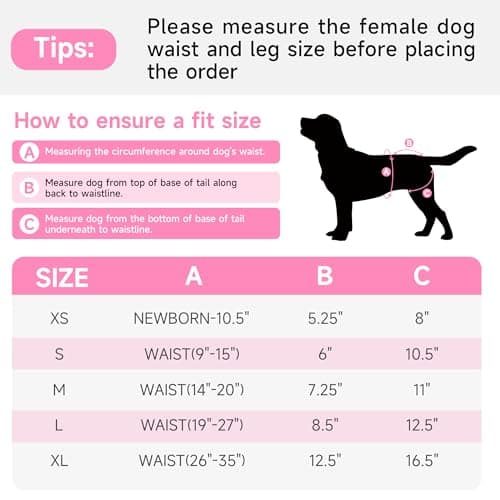 YOSEPATI 4 Pack Premium Reusable Washable Female Dog Diapers, Highly Absorbent Adjustable Doggie & Puppy Diapers for Large Small, Girl Dog Diapers for Period Heat, Incontinence & Training(M)