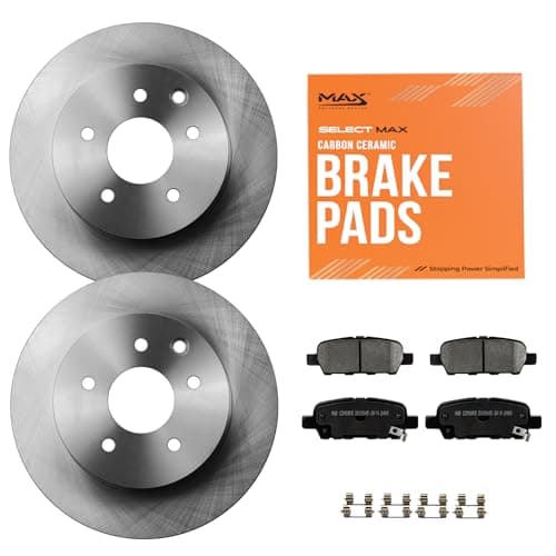MAX Advanced Brakes Rear Brake Kit for 2008-2022 Nissan Rogue, 2017-2023 Nissan Qashqai (w/Manual Parking Brake), Carbon Ceramic Brake Pads and Rotors Kit, OE Replacement Brake Rotors Rear Brake Kit