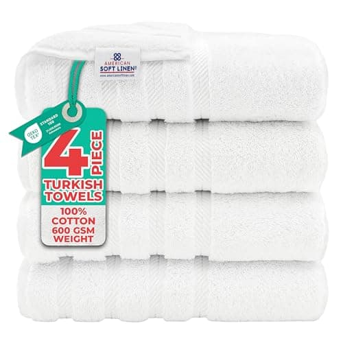 American Soft Linen 100% Cotton Luxury Turkish Towels, 4 PC Bath Towel Set
