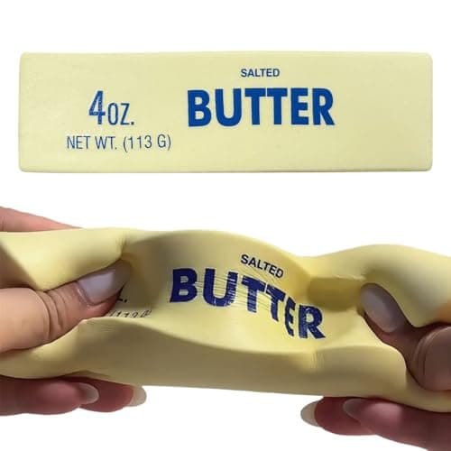 Slow Rebound Cute Butter Squeeze Stress Balls, 2026 New Squeeze Ball Realistic Butter Stick Soft Squeeze Toys, Upgrade Stress Relief Fidget Toys Wet Slow Rebound Stress Relief Toy (Beige)