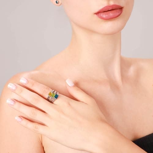 Silvershake 1.04ct. Genuine Octagon Shape Citrine White Gold Plated 925 Sterling Silver East-West Solitaire Promise Ring Size 6.5
