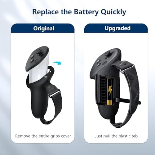 AMVR Upgraded Controller Grips Cover Compatible with Meta/Oculus Quest 3S/ 3 Accessories, with Battery Opening Cover and Knuckle Straps Protector(Not for Charging Dock) (Common Size)