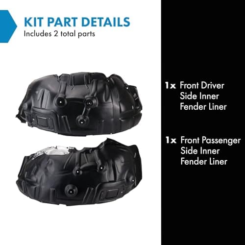 TRQ Front Inner Fender Liner Set Compatible with 2009-2010 Dodge Ram 1500 2011-2014 Ram 1500 CH1248152 CH1249152