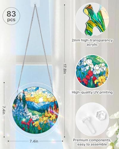 Acrylic Puzzle Suncatcher 83 Pieces, Dawn Blossom Sea Sun Catchers Puzzle, DIY SunCatchers Puzzles Window Hanging, Home & Garden Decor, 7.4 in