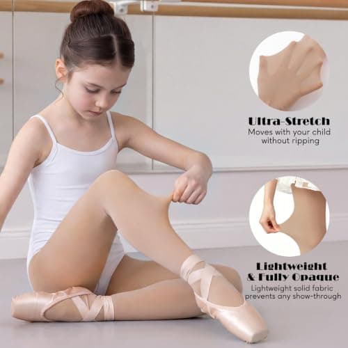 Century Star Ballet Tights for Girls Footed Dance Sockings Toddler Kids Soft Elasticity School Leggings Pantyhose Nude L