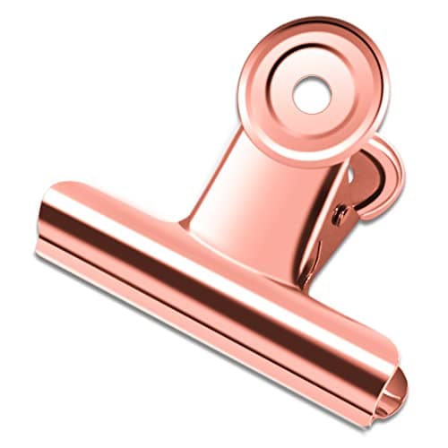 10 Pack Large Metal Hinge Clips 2.5 Inches Bull Hinge Paper Clips Bulldog Clips for Crafts, Photo, Drawing, Food Bags at Home, Office, School, Shop, Rose Gold, 63mm