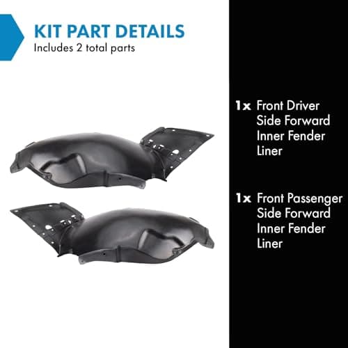 TRQ Front Inner Fender Liner Set Compatible with 2008-2013 INFINITI G37 IN1248112 IN1249112