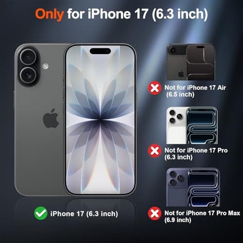 SUPFINE Magnetic for iPhone 17 Case with Screen Protector (Compatible with MagSafe)(Military Grade Drop Protection) Translucent Matte Phone Cover,Black