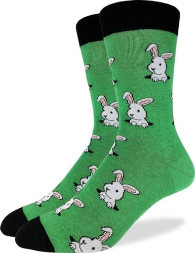 Good Luck Sock Men's Bunny Rabbit Easter Socks, Adult, Shoe Size 7-12