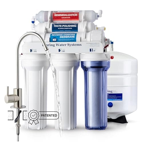 iSpring RCC7AK-BN NSF Certified, 75 GPD, Alkaline 6-Stage Reverse Osmosis System, pH+ Remineralization RO Water Filter System Under Sink Patented Top-Mounted Faucet Design for Easy Installation