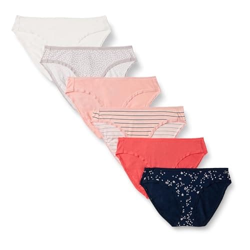 Amazon Essentials Women's 6-Pack Cotton Bikini Underwear Underwear, Stars & Dots, XL