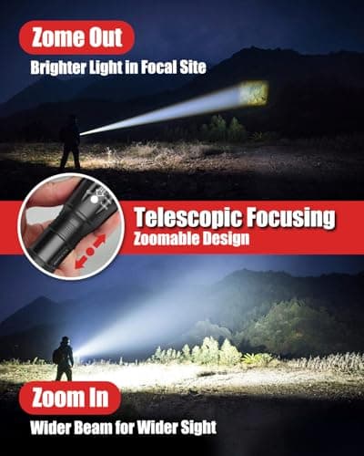 Victoper LED Flashlight 2 Pack, Bright Tactical Torch High Lumens 5 Modes, Waterproof Zoomable Flash Light for Outdoor, Birthday Gifts for Men, Dorm Room Hiking Camping Essentials Gear for Guys