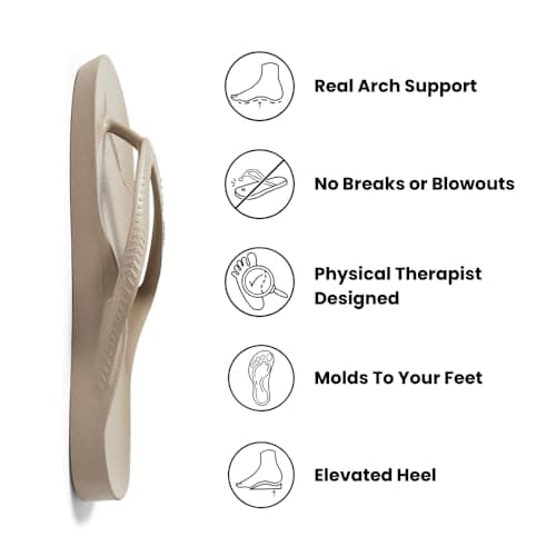 Archies Arch Support Flip Flops Men & Women Plantar Fasciitis Taupe M4/W5