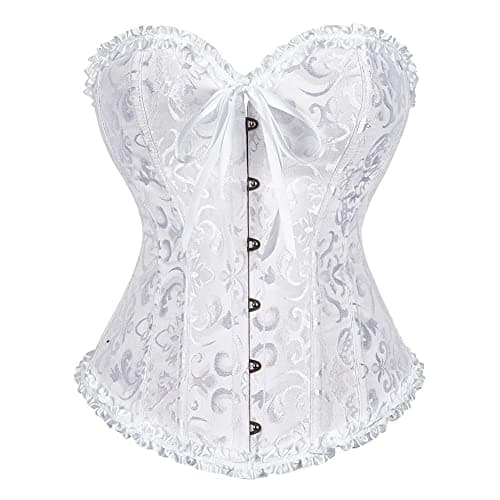 SZIVYSHI 14-Bone Overbust Corset Top - White - Small